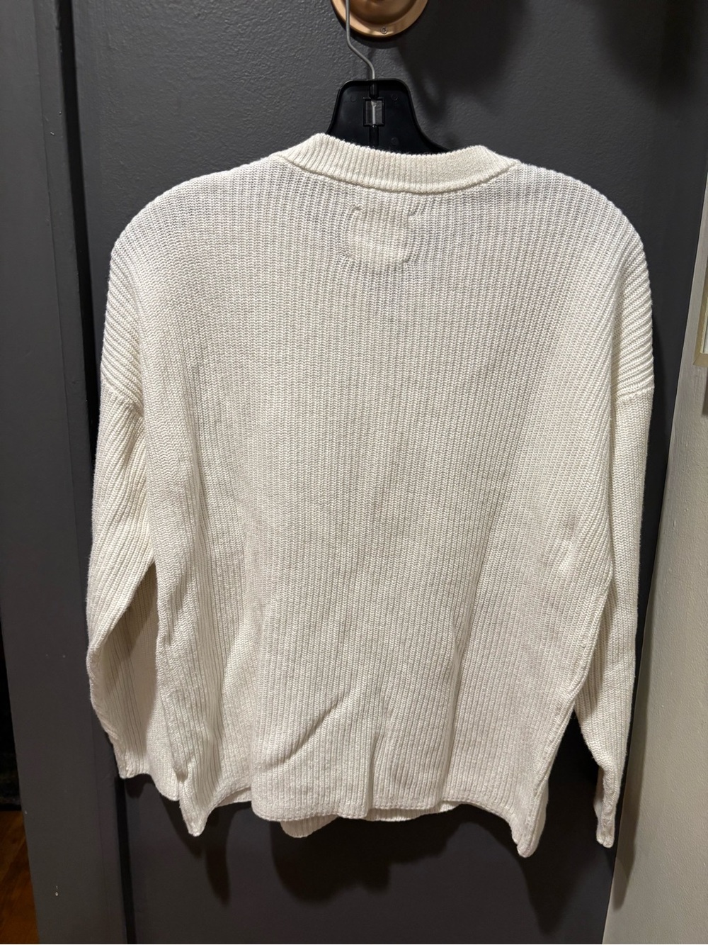 Aerie Off-White Ribbed Henley Sweater with Button Placket - Picture 2 of 4